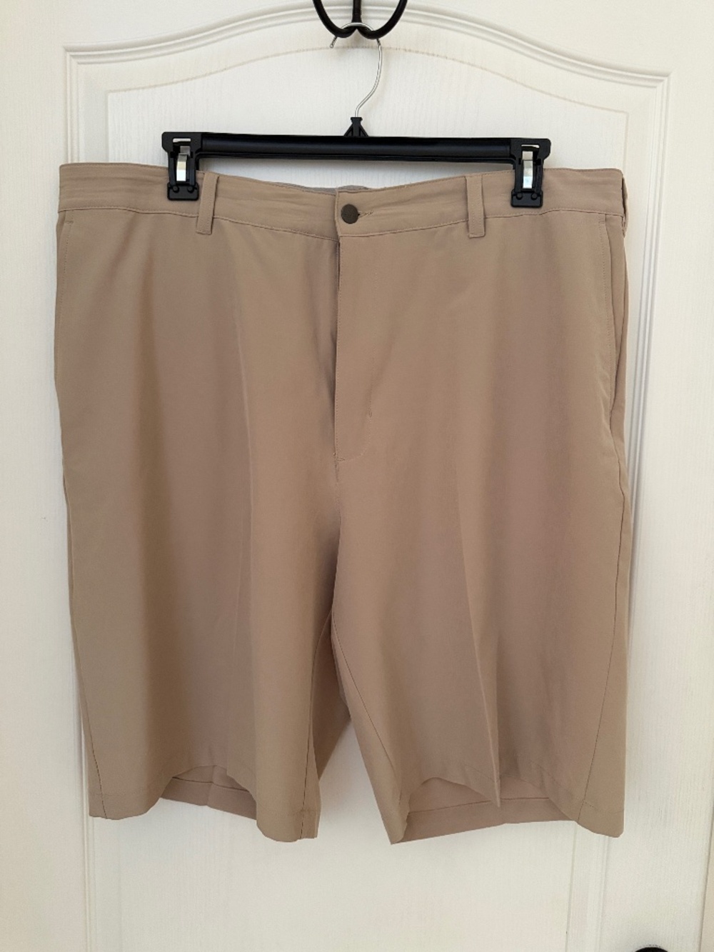 adidas Men's Khaki Flat-Front Performance Shorts